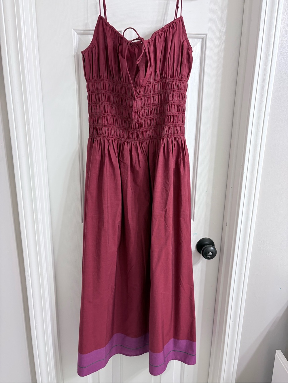 J. Crew Reverie Midi Dress with Pink Contrast Hem - Picture 2 of 3
